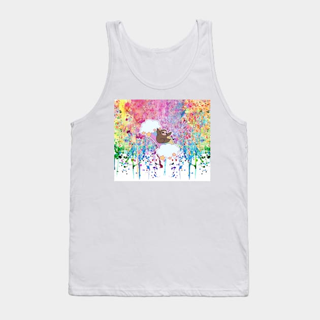 Rainbow Cloud Sloth - Paint Drip Tank Top by saradaboru